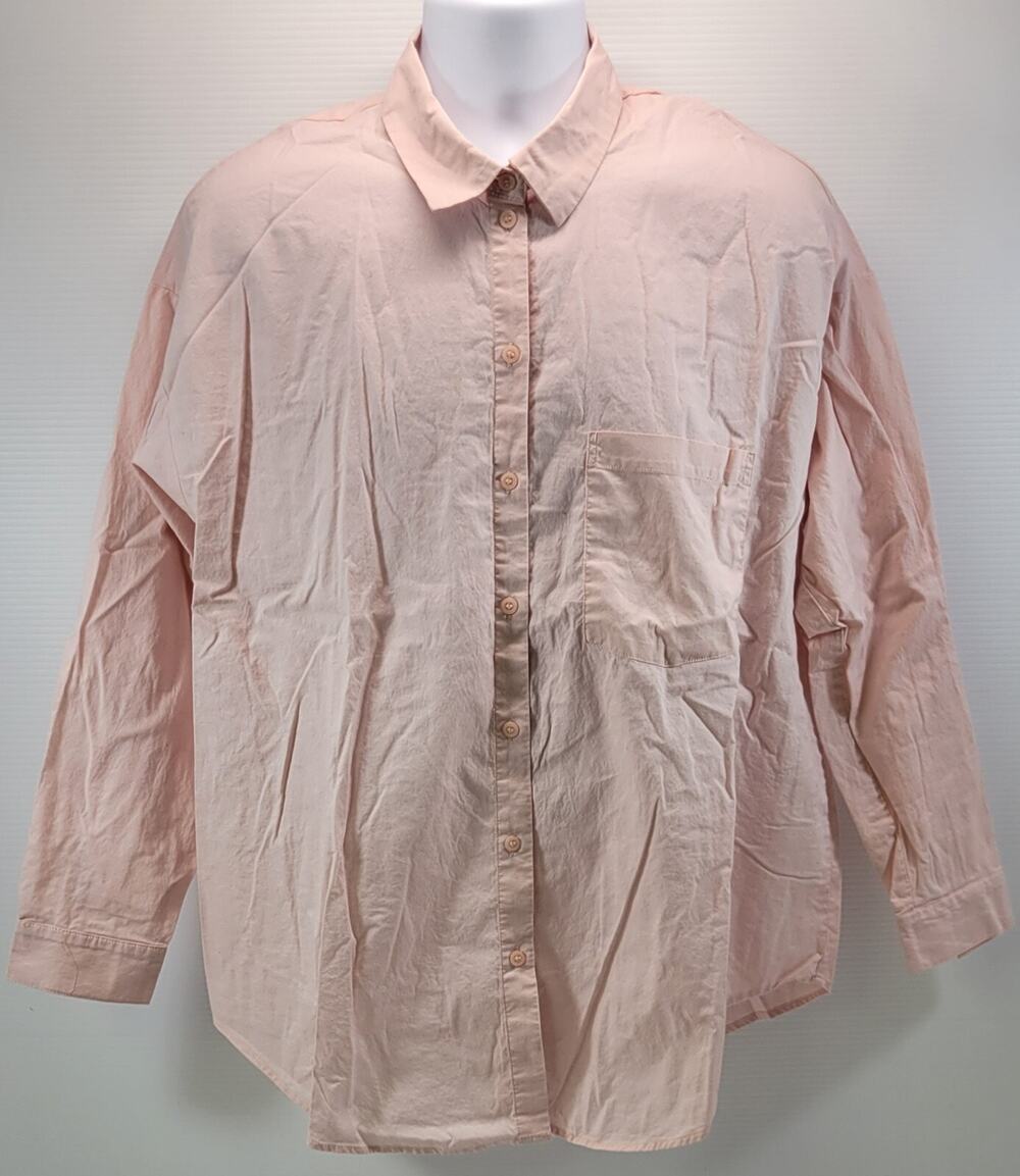 H) Divided by H&M Women's Button Down Pink Cotton Shirt Large
